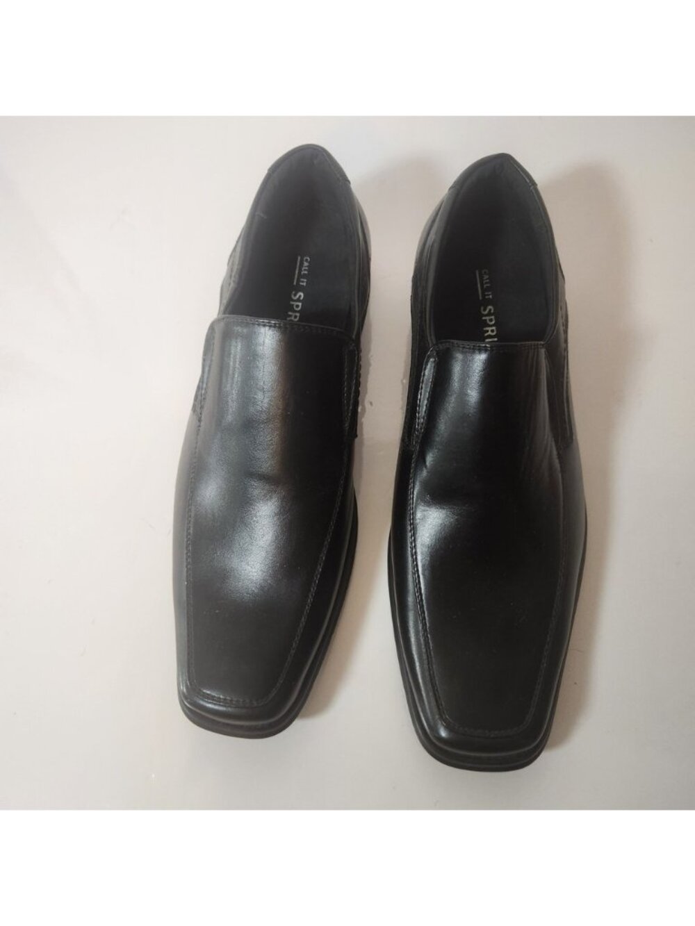 Call It Spring Mens Black Square Toe Slip On Loafers Size 9 Dress Shoes
